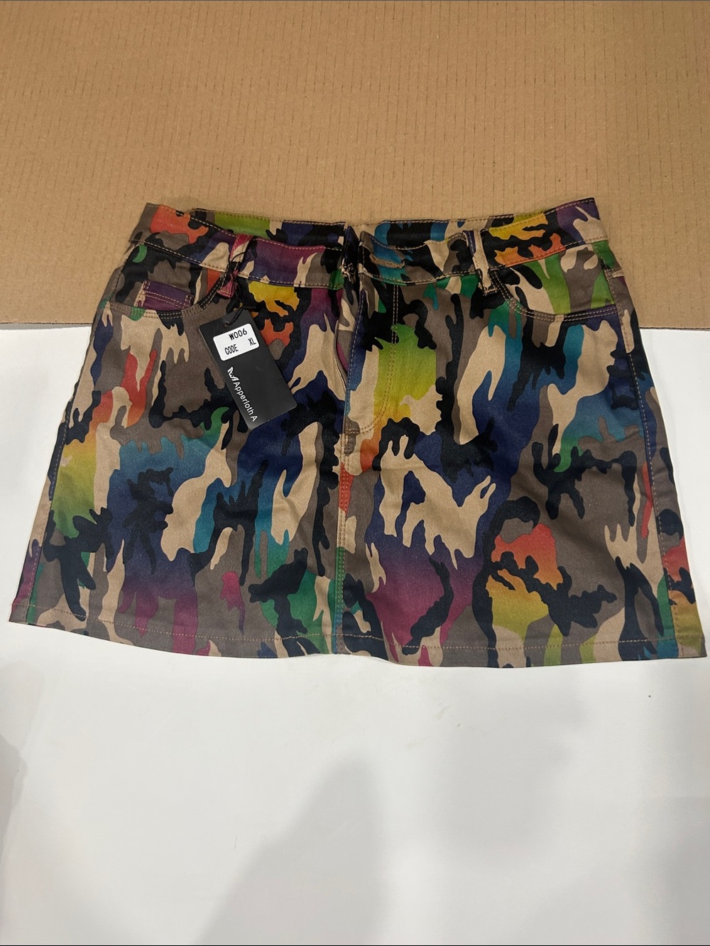 Zara Multicolor Camo Mini Skirt — Green, Blue, Purple, Orange, Tan - Picture 2 of 2